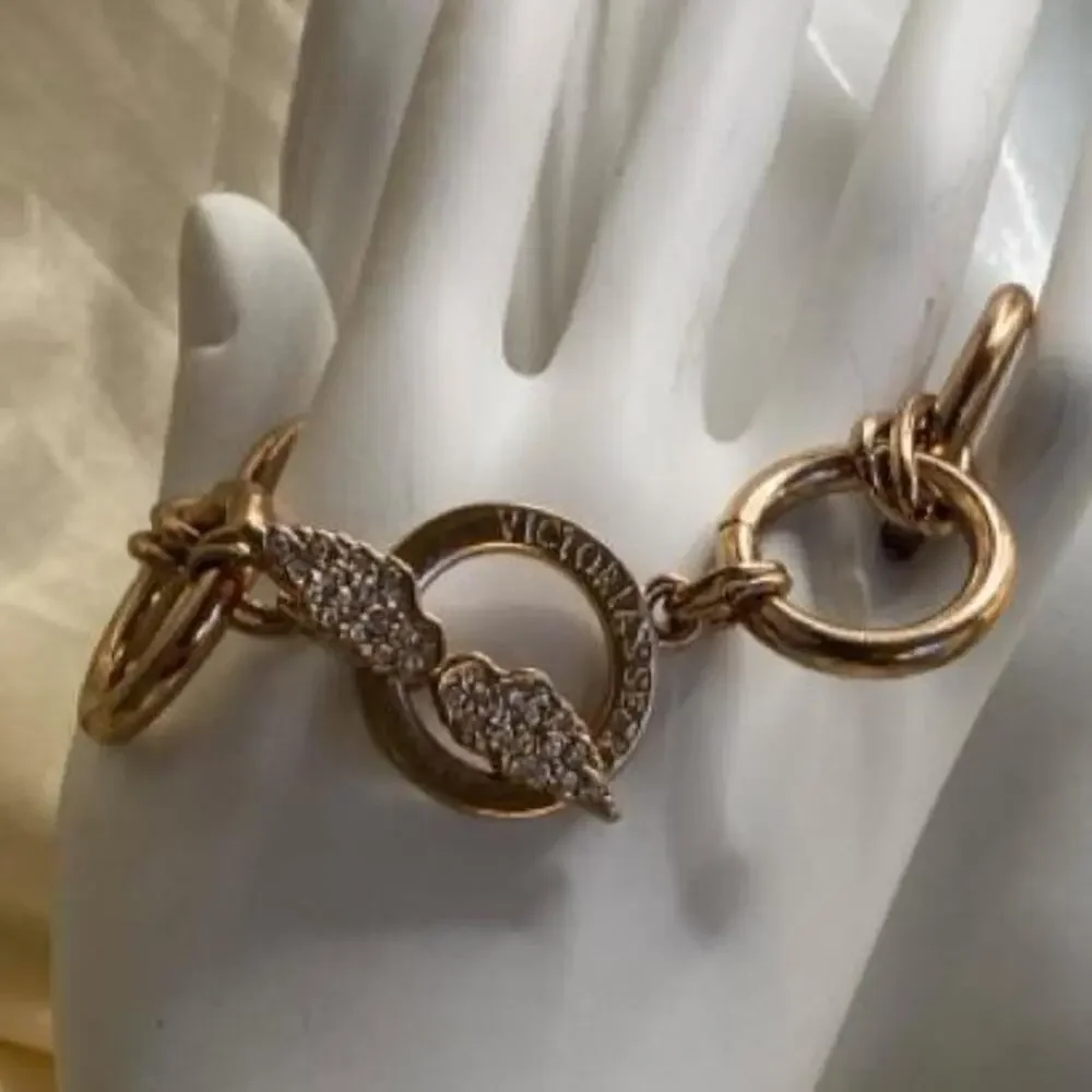 Vintage Y2K Victoria’s Secret Angel Wings Rose Gold Crystal Bracelet